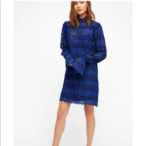 Free People - Blue Simone Lace Overlay Dress